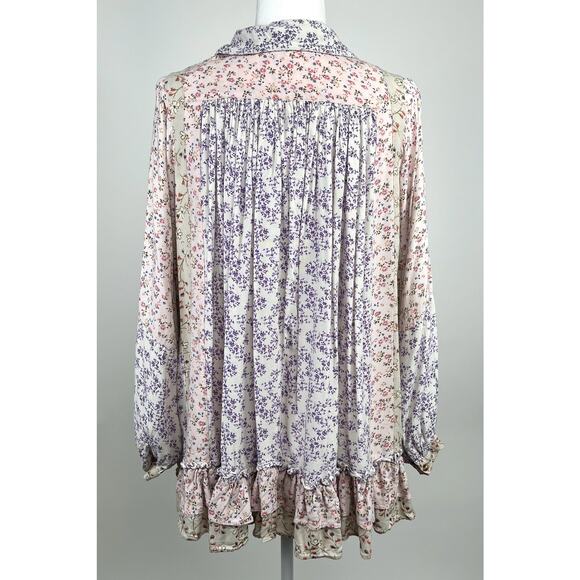 Floral Tiered Button-Front Mini Dress in Pastel Pink - Picture 6 of 16